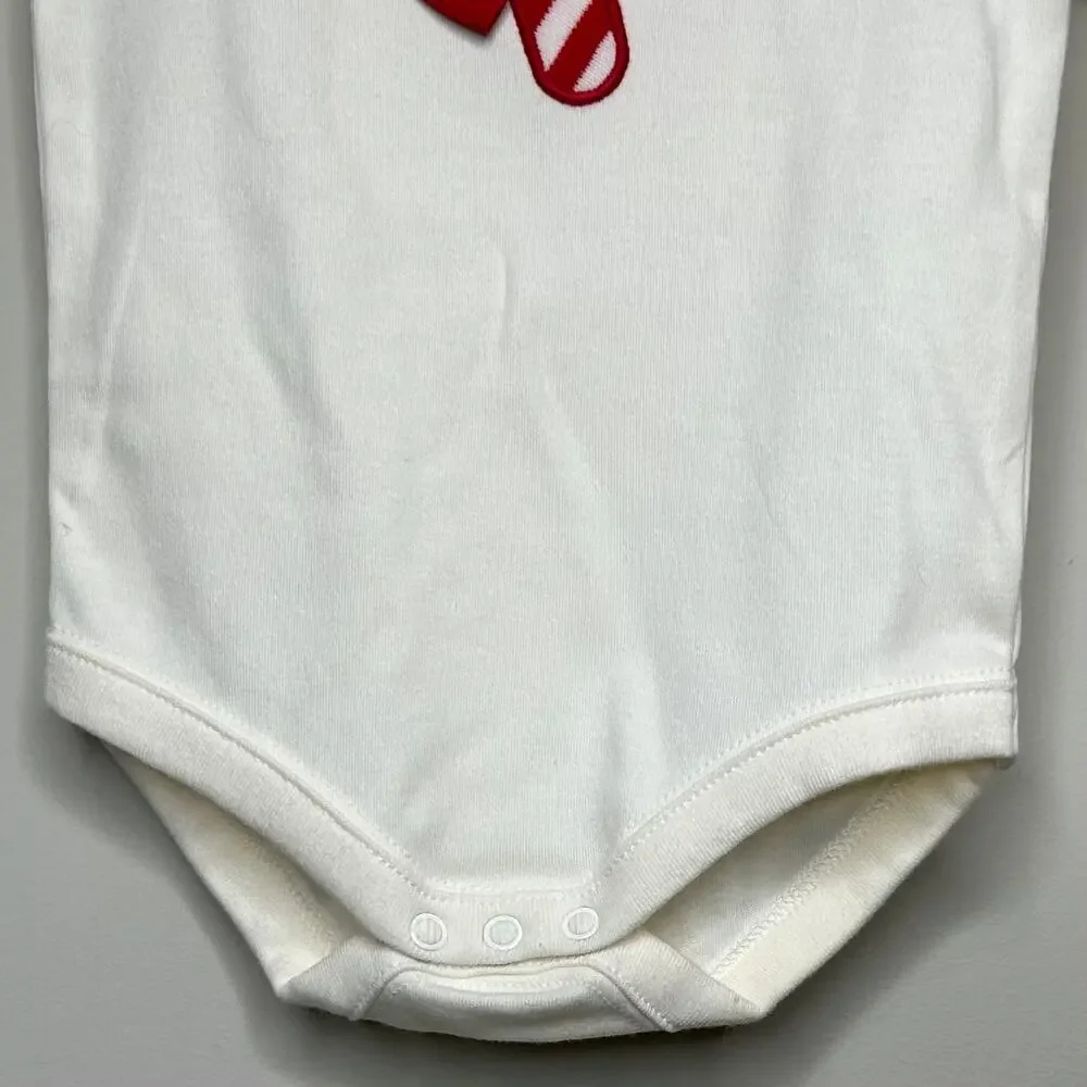 Gymboree Candy Cane Long Sleeve Bodysuit Size 0-3 Mon. NEW Christmas Holiday